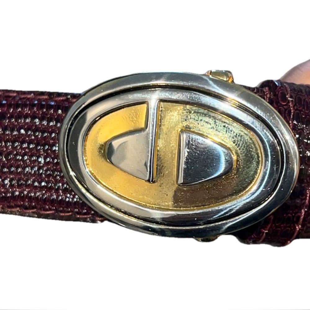 New Vintage Christian Dior CD Logo Buckle 630R Genuine Leather Women’s Belt  M/L - Picture 2 of 8